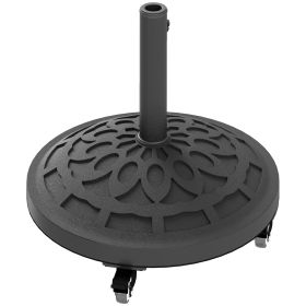 Round Patio Umbrella Base with Wheels, 46 lbs Resin Umbrella Stand Base