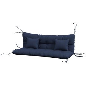 Tufted Bench Cushions & Throw Pillows, Outdoor Replacement Bench Seat Pad, Back Cushion & 2 Pillows, Blue