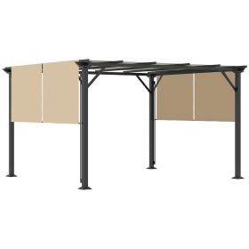 12x10 Retractable Pergola, with Sun Shade Canopy, UV-Fighting and Waterproof, Steel Frame for Backyard, Garden, Patio, Beige