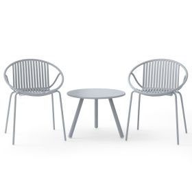 All Weather PP Patio Conversation Set with Round Coffee table and 2 Chairs