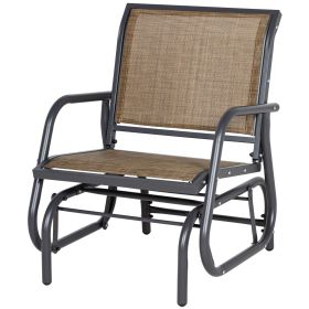 Outdoor Glider Chair, Steel Swing Chai with Curved Armrests for Porch, Garden, Poolside, Balcony, Brown