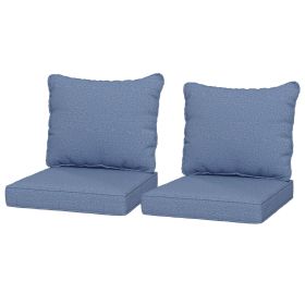 4 Patio Chair Cushions with Seat & Backrest, Fade Resistant Seat Replacement Cushion Set, Blue