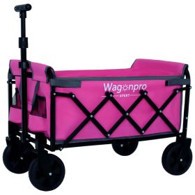 Expandable Dual-Layer Utility Wagon with 100% Extra Space - Grocery Cart for Camping, Shopping, Sports, Gardening, Fishing, Pink