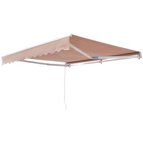 Manual Retractable Awning, 13 x 8 ft Outdoor Patio Awning Retractable Sun Shade