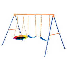 Swing Sets for Backyard, 600lbs Load Capacity Swing Set, with 1 Saucer Swing Seat, 2 Belt Swing Seats