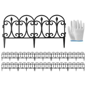 10 Packs Garden Decorative Lawn Edging Border PP Garden Fence Panels Easy Assembly Outdoor Flower Bed Landscape Fencing No-Dig Spikes With Gloves (Option: 10Pcs)
