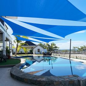 Artpuch Custom Size Sky Blue Sun Shade Sail Triangle Canopy 185 GSM Durable Fabric UV Block Awning for Outdoor Patio Garden Backyard (Customized (Color: Sky Blue, size: 21X22X22)