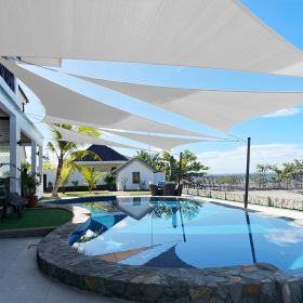 Artpuch Custom Size Light Gray Sun Shade Sail Triangle Canopy 185 GSM Durable Fabric UV Block Awning for Outdoor Patio Garden Backyard (Customize (Color: Light Gray, size: 07X16X16)